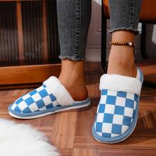 Women's Plush Slippers - Soft & Comfortable Indoor House Shoes, Cute Home Slippers For Spring, Autumn & Winter, Casual & Convenient Wear, Soft Lining, Breathable, Versatile For Daily Use, Couple Slippers - Blue - View 1