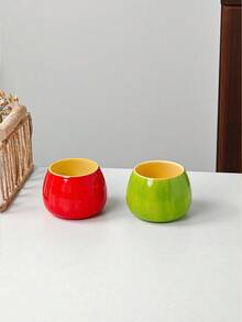 1pc Realistic Apple Shaped Ceramic Mug With Lid, Handheld Cup For Home And Office, Coffee Milk Water Cup, High Aesthetic Value, Gift Box Packaging, Suitable For Holiday Gifts - Multicolor - View 9