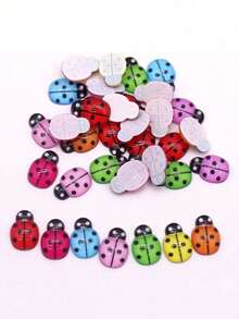 100pcs Colorful Mini Ladybug Decorations, Micro Resin Ladybug Figurines For Miniature Landscapes, Fairy Gardens, DIY Crafts, Potted Plant Decor, Multi-Color Self-Adhesive Ladybug Accessories [50/1pc] - New Model - View 7
