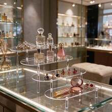 Clear Oval Acrylic Display Riser, Multi‑Level Desktop Organizer For Perfume, Makeup, Jewelry, Vanity Table Decor - Clear - View 5
