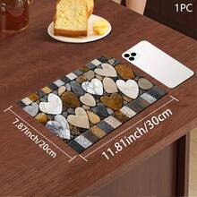 Thảm thoát nước/thảm thấm hút/thảm làm khô họa tiết trái tim vân đá tối giản 2D cho máy pha cà phê và dụng cụ ăn uống - tấm bảo vệ mặt bàn bằng polyester thấm hút với đế cao su chống trượt, trang trí mặt bếp, dùng làm tấm lót bàn ăn và quầy bar tại nhà - Nhiều màu - Xem 13