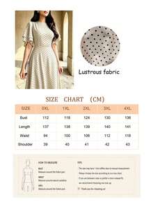 Vestido elegante de moda para ir al trabajo con lunares, de talla grande, con mangas de doble capa con volantes, diseño fruncido, vestido casual de vacaciones de verano - Champán - Ver 6
