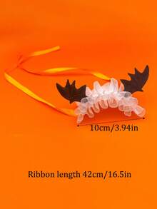 Halloween Pet Costume Headband With Bat Wings, Ruched Lace Headband For Cats And Dogs, Anti-Slip Hair Clip, Fashionable Head Accessory - Multicolor - View 2