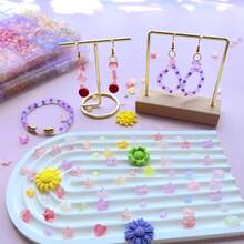 24 Colors Gold Foil Mixed Heart Star Irregular Acrylic Beads Box Kit, Multicolor Pastel Loose Beads, DIY Handmade Bracelet Necklace Earring Jewelry Making Accessories For Craft Beginners - A - View 11