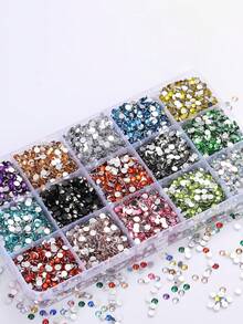 Flat Round Rhinestones SS6 SS10 SS12 Nail Art Crystals Clear White AB Black DIY Decoration For Phone Cases Clothing 1440pcs/Pack - A - View 11
