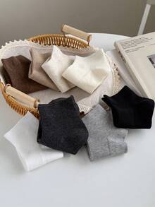 1/3/5/8 Pairs Women's Pure Cotton Short Socks, Multi-Color Combination, Unisex Style, Autumn/Winter New Arrival, Holiday Gift - Multicolor - View 11