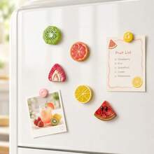5/10/15pcs Cute Fruit Fridge Magnets, Resin Material Realistic Lemon Watermelon Kiwi Fridge Magnets, Suitable For Kitchen, Office Whiteboard, Storage Cabinet, Refrigerator Decoration, Also Can Be Used As Home Decor - Multicolor - View 7