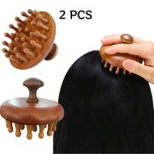 1pc/2pcs Multi-Function Wooden Therapy Massage Comb, Scalp Head Massager, Natural Sandalwood Round Tooth Gua Sha Body Massager - View 10