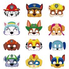 4/5/12 Pcs Paw Patrol Theme Half Face Mask Set DIY Dog Shaped Paper Mask Cartoon Dog Character Party Mask Suitable For Birthday Party Decorations, Photo Props And Theme Party Costume Decorations (Random Style) - Multicolor - View 5