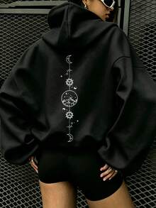 Sweatshirt Kasual Ukuran Besar untuk Musim Gugur/Dingin, Pakaian Ideal untuk Anak Perempuan di Musim Gugur/Dingin, Warna Hitam - Hitam - View 1