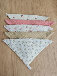 Baby Floral Face Towel 4-Layer Gauze Small Square Cloth, Infant Drool Bib, Face Cloth, Pure Cotton Feeding Bib, Handkerchief - Multicolor - View 4
