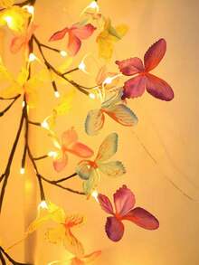 1 Set Butterfly LED Branch Wall Lamp, LED Butterfly Willow Branch String Lights, USB Powered, 8 Lighting Modes, Beautiful Romantic DIY Decoration, Suitable For Party, Holiday, Housewarming Gift - Yellow Blue Purple Butterfly - View 3