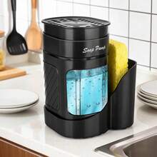 Kitchen Soap Dispenser Set With Sink Organizer And Sponge Holder, 3-In-1 Soap Pump Dispenser, Kitchen Sink Organizer, Refillable Hand Soap And Dish Soap Pump Bottles, Compact Design With Multiple Compartments, Suitable For Kitchen And Bathroom Cleaning And Storage, Practical Kitchen Gadget, Bathroom Accessory, Home Storage Product - Multiple Styles - View 2