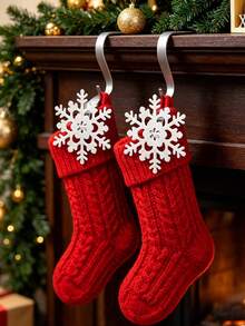 2pcs Snowflake Christmas Stocking Hooks/Metal Stocking Holder With Weighted Base, Suitable For Fireplace/Mantel Christmas Stocking Hooks (Silver) - Hook Up - View 4