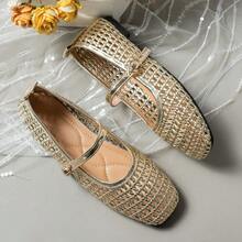 1 Pair Outdoor Gold Mesh Spring, Autumn, Summer, Winter Slip-On Mary Jane Women's Fashion Flat Shoes - Gold - View 8