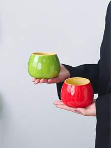 1pc Realistic Apple Shaped Ceramic Mug With Lid, Handheld Cup For Home And Office, Coffee Milk Water Cup, High Aesthetic Value, Gift Box Packaging, Suitable For Holiday Gifts - Multicolor - View 8