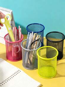 1pc Hollow Mesh Pen Holder Storage Box, Minimalist Multi-Functional Stationery Organizer, Suitable For School Supplies, Office Use, Student School, Back To School Season And Learning Supplies - Multi-color Style - View 3