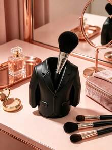 Unique Black Suit Design Desktop Organizer, Makeup Brush & Pen Storage Holder, Decor Vanity Desk Container, Practical Desk Accessory For Home Office, Cool Decor Gift For Friends & Colleagues - Multicolor - View 4