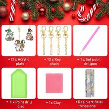 12/20pcs Holiday 5D DIY Diamond Painting Christmas Decoration Set - Vibrant Keychains With Round Diamonds, Snowflakes, Reindeer, Trees & More - Perfect For Holiday Decor And Crafting, Christmas Diamond Art, Christmas Decorations, Christmas Crafts. - A - View 8