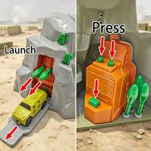 Mountain Outpost Military Base Toy Set With 24 Soldier Figures, 4 Armored Vehicles - Missile Military Vehicle Model, Children's Role Play Birthday Gift, Helicopter - Green - View 10