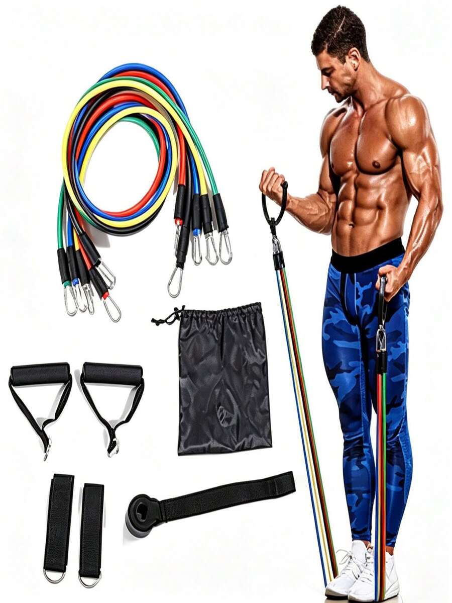 11pcs Resistance Bands Set, Muscle Strengthening Home Gym Chest Workout Equipment, Suitable For Both Men And Women