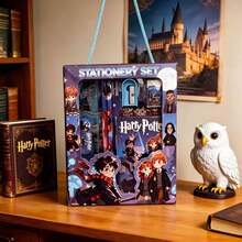 Warner Bros 6Pcs/Set,Harry Potter Stationery Gift Box Set - Pencil, Ruler, Pencil Sharpener, Eraser, Patterned Stationery Gift Box, Notepad Combo Daily Office Companion Gift, Holiday Present, Cartoon Desktop Accessories, Desktop Sets Party Small Gifts, Office Stationery Storage Set - Multicolor - View 1