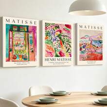 3pcs Matisse Vintage Abstract Oil Painting Wall Decor, Optional Framed Matisse Exhibition Art Poster, Matisse Wall Decor, Matisse "Window", Matisse "Corridor", Matisse "Garden", Wall Decor, Unframed, Birthday Graduation Gift - Multicolor - View 11