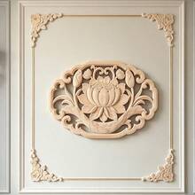 5pcs Solid Wood Carved Applique Set, Unfinished Wood, Woodworking Supplies, Scroll Flower, Suitable For Cabinets, Doors, Windows, Background Walls, Entryways And Various Furniture Decoration, Holiday Decoration, DIY Decoration. - Multicolor - View 4