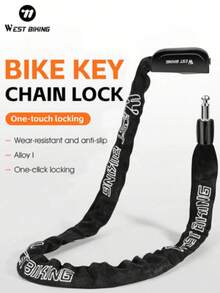 WEST BIKING Bicycle Lock Anti-Theft Key Lock Mountain Bike Electric Bike Chain Lock Battery Vehicle Chain Lock - Black - View 1