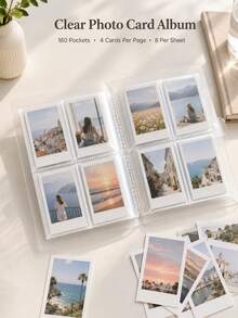 1pc 160-Pocket Transparent Photo Album, Can Store Photos, Movie Tickets, Celebrity Cards And Postcards, Also Suitable As Art Scrapbook - A - View 6