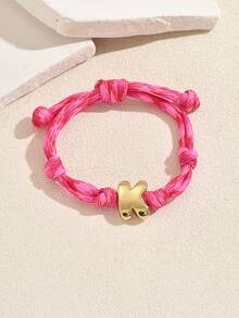 1pc Elegant Creative Color Block Bubble Heart Letter Pendant Adjustable Drawstring Bracelet, Perfect For Daily Wear, Dates, Vacations, Gift For Women And Couples - Multicolor - View 17