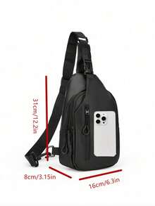 Versatile Men's Shoulder Crossbody Chest Bag - Black - View 3