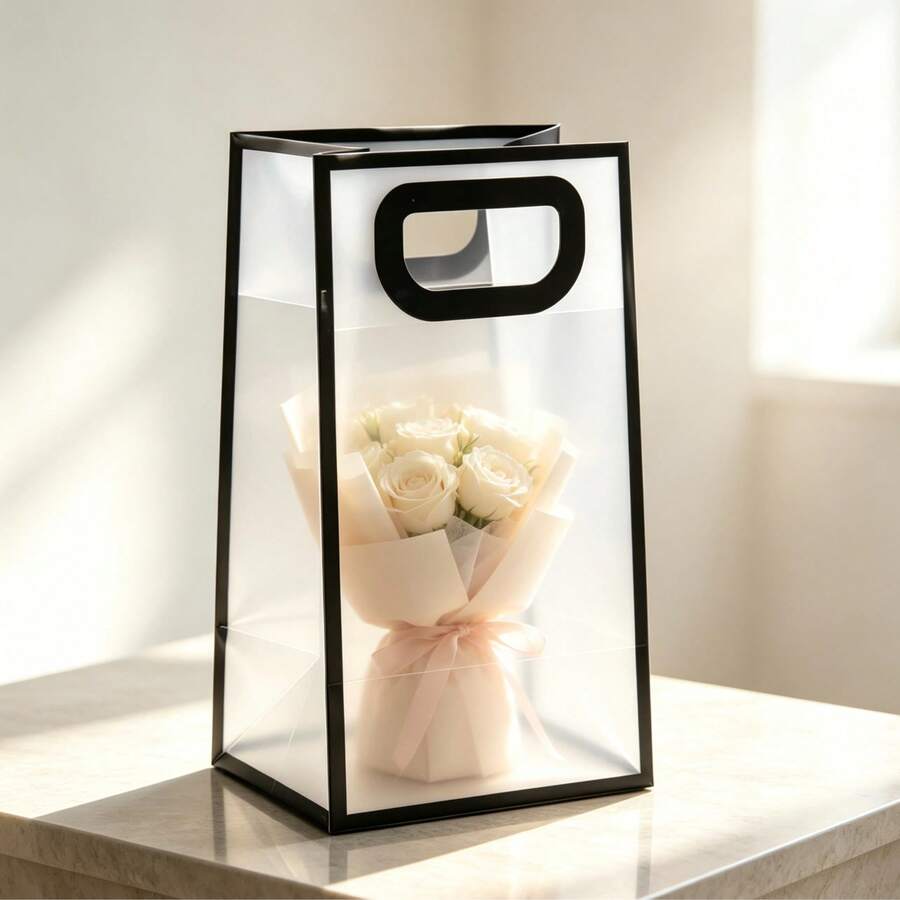White Pink Black Souvenir Transparent Frosted Gift Tote Bag 1pc/5pcs/10pcs - Size - View 1