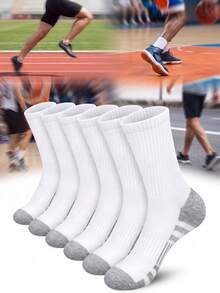 5 Pairs Unisex Comfortable Breathable Mid-Calf Sports Socks, Basic Athletic Style, Suitable For Commuting, Travel, Multi-Scenario Sports And Gifting - Multicolor - View 5