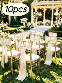 20pcs Wedding Satin Chair Sashes Ivory Bow 6x 102 Inches (Approx. 15x260 Cm) Ribbon Fabric Bands For Banquet Party Hotel Restaurant Ceremony Event Chair Tie Decoration - Beige - View 10