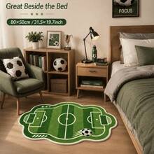 1pc Asymmetrical Football Design Carpet, Bedside Rug, Fluffy Texture, Suitable For Living Room, Bedroom, Kitchen, Holiday Decoration Carpet, Bedside Rug, Universal Seasonal Appeal, Ideal For Indoor Use (Hand-Cut Asymmetrical Pattern May Have 1-5cm Error, Suggest Choosing Larger Size) - Multicolor - View 3