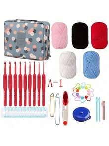 EDCUEBE7 1 Set Alat Rajut Kait Set Perlengkapan Jahit Kit Merajut untuk Pemula, Dengan Benang Rajut dan Tas Penyimpanan, Kait Rajut Ergonomis dan Aksesoris (Semua Warna Produk Acak, Kemasan Benang Acak) - Berbagai gaya - View 11