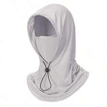 1pc Ice Silk Hooded Sun Protection Face Mask, Breathable Neck Guard Head Cover For Men And Women, Adjustable Drawstring, Cycling Outdoor Sun Protection Hat Cover, 4 Colors Available - Multicolor - View 11