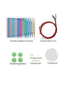 Interchangeable Round Knitting Needle Set With Needle Case, Double-Ended Aluminum Needles, Color-Coded And Labeled, Ergonomic Grip, Lightweight And Durable, Suitable For Knitting, Crochet And Braiding, Ideal For Beginners And Experienced Users - Multi-color - View 4