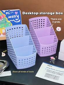1 Set Multi-Function Storage Box + Pen Holder, Suitable For Students And Office Use Desktop Organizer, Portable And Easy To Carry, Applicable For Daily Office Supplies, Office Storage Items, Storage Basket, Desktop Accessories, Back To School Season - Sets - View 4