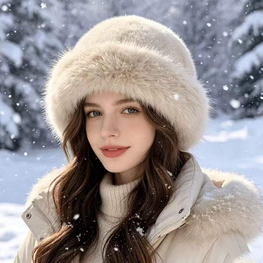 Women's Winter Knitted Hat, Thick Warm Earflap Beanie, Hand Washable, Perfect Holiday Gift, Exquisite Faux Leather Design - A - View 1