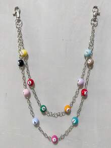 New Multi-Color Billiard Ball Chain Waist Chain Punk Y2K Hip Hop Unisex Luxury Accessory Halloween Holiday Gift, Random Number Sequence Shipping - Multicolor - View 4
