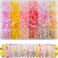 24 Colors Gold Foil Mixed Heart Star Irregular Acrylic Beads Box Kit, Multicolor Pastel Loose Beads, DIY Handmade Bracelet Necklace Earring Jewelry Making Accessories For Craft Beginners - A - View 15