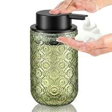 Vintage Fashion Foam Glass Soap Dispenser - Matte Black Pump Head, Suitable For Bathroom And Kitchen Decor - Multicolor - View 1