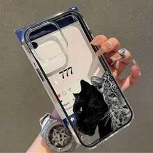 1 قطعة غطاء هاتف TPU بتصميم نمر وفهد ورقم الحظ مع إطار أسود 2 في 1، متوافق مع سلسلة Apple 17 16 15 14 13 12 11 Plus Pro Max، بأسلوب شخصي على طريقة إنستغرام - شفاف - مشاهدة 5
