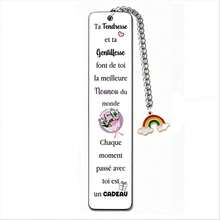 2pcs Colorful Pattern Metal Bookmarks "World's Best Nanny" French Gratitude Message, With Creative Pendant Hanging Rope, Teacher's Day Daycare Teacher Commemorative Gift, Graduation Season Thank You Gift, Birthday Holiday Gift For Mentor And Caregiver, Exquisite Gift For Book Lovers - Rectangle - View 6
