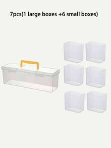1/2PCS Portable Plastic Hardware Storage Box With 6 Removable Divider Bins,Transparent Compartment Organizer Case With Top Handle,Multi‑Use Container For Screws,Nuts,Small Craft Parts,Collectible Cards,DIY Supplies,Handy Tool Storage Gift - Multicolor - View 13