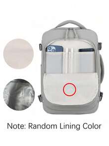 1pc Large Capacity Travel Backpack With Luggage Strap, Shoe Compartment, Suitable For School, Travel, Lightweight And Durable, Unisex - Grey - View 5