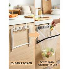 1PC Cabinet Door-Mounted Trash Bag Holder, Foldable Hanging Trash Bag Rack, Portable Plastic Bag Storage Rack, Suitable For Kitchen Cabinets, Under Sinks, Bathrooms, Offices, Dormitories, And Bathroom Vanity Storage. Ideal For Autumn Home Decor. - Multicolor - View 4