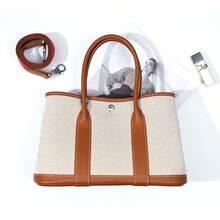 Niche High-End Women's Large Capacity Canvas Colorblock Patchwork Garden Tote Bag - A - View 4
